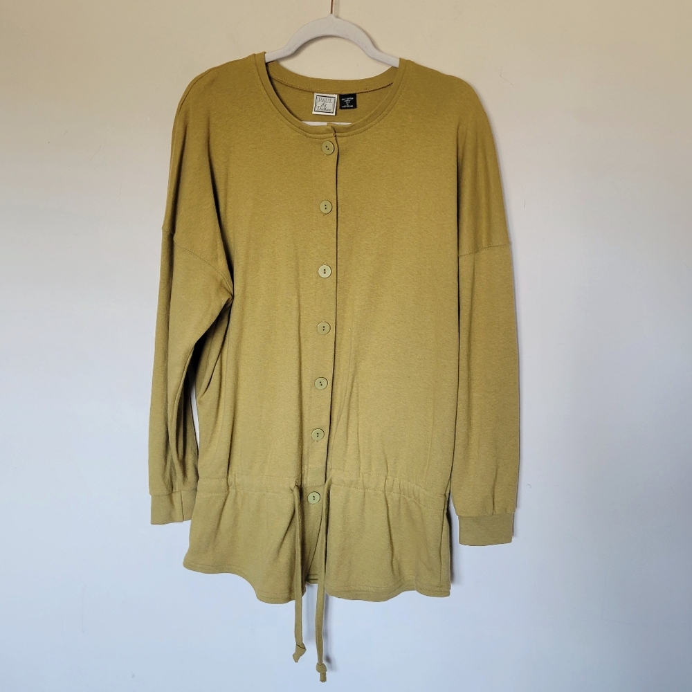 PAUL Et Duffier‎ Vintage Button Down Cotton Top in Chartreuse